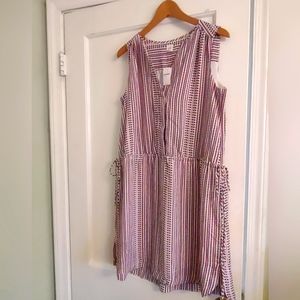 Multicolor blue, pink and white patterned Gap sleeveless V neck dress